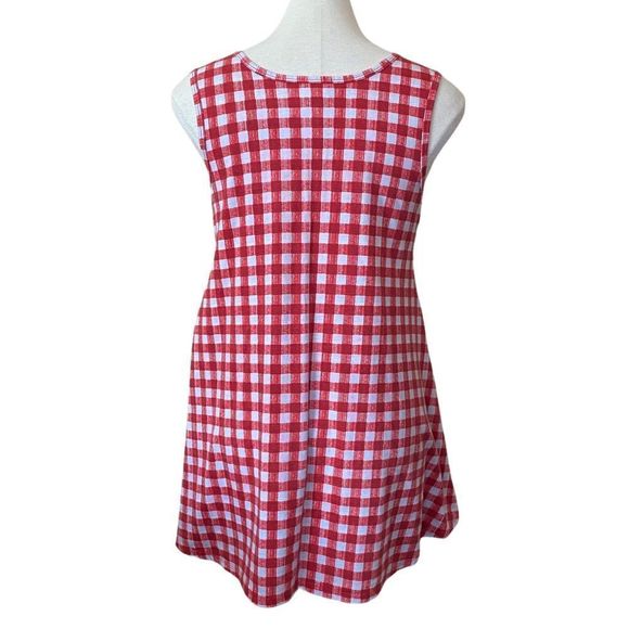 LuLaRoe Perfect Tank Top Red Checked Size XS Oversized Swing - Picture 4 of 7